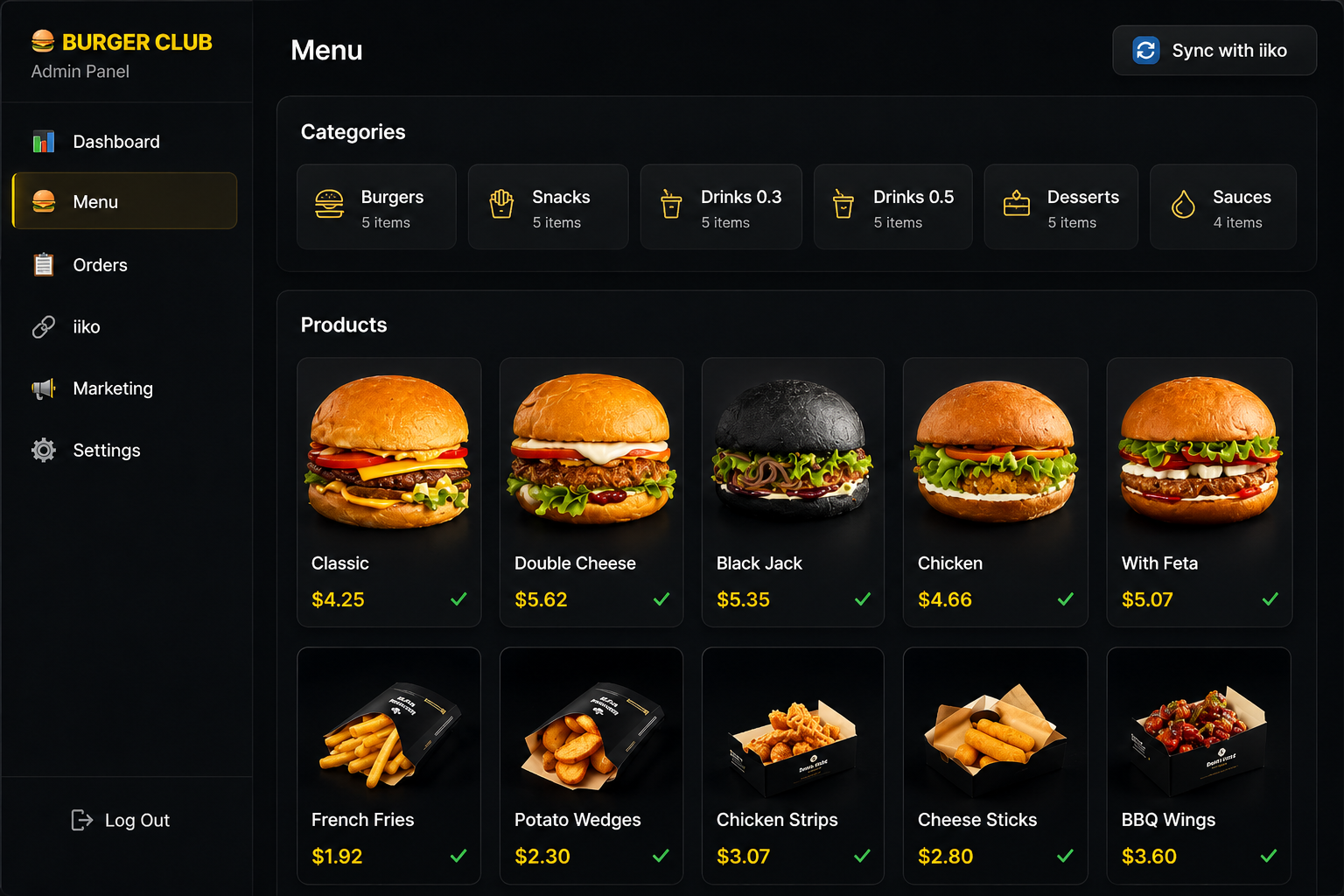 Burger Club Admin Panel